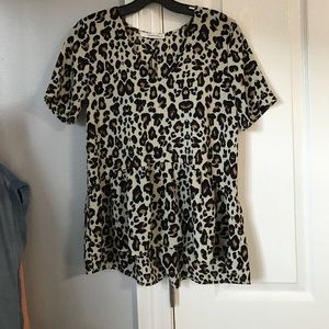 Leopard loose peplum top